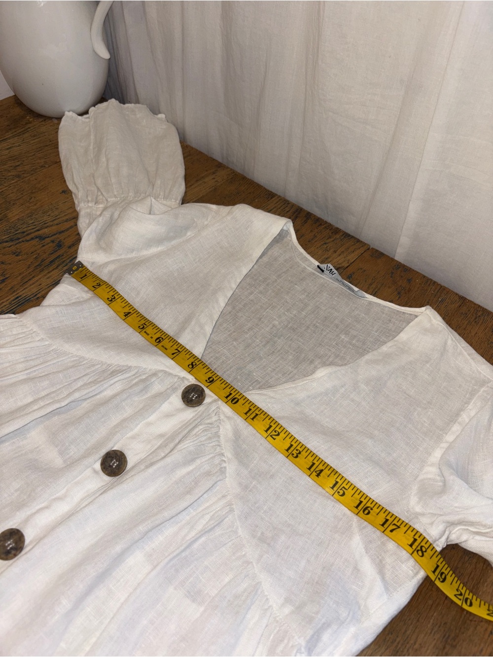 ZARA White Linen Blend Peplum Blouse – Size S - Picture 8 of 9